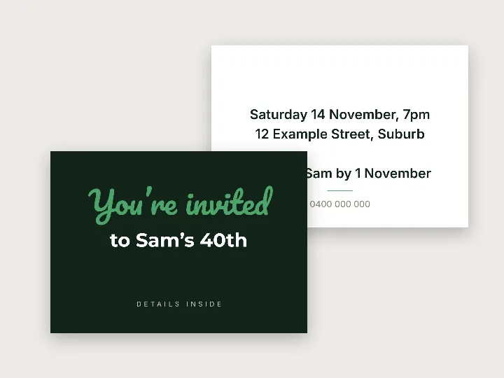 Greeting card template: party invitation