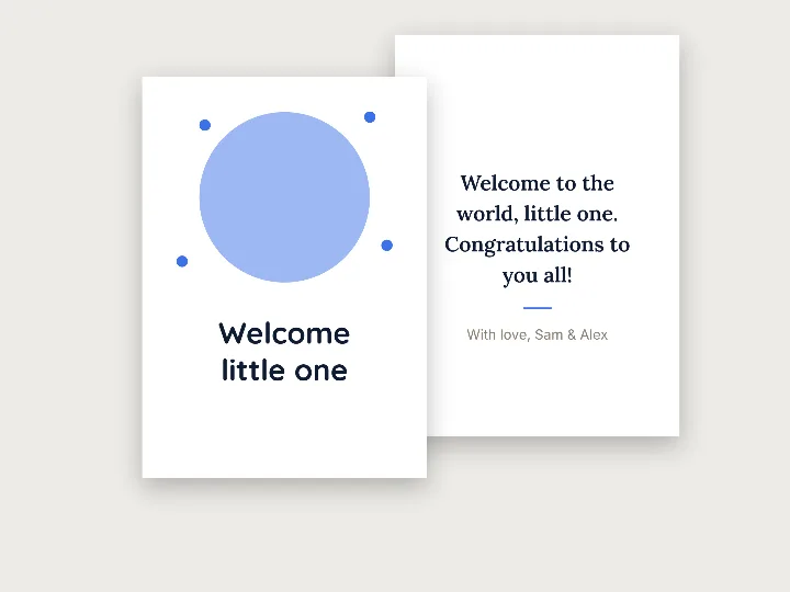 Greeting card template: welcome little one