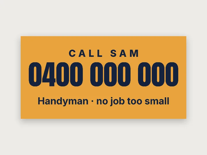 Magnetic car signs template: one big number