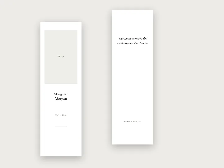 Memorial bookmarks template: photo and name