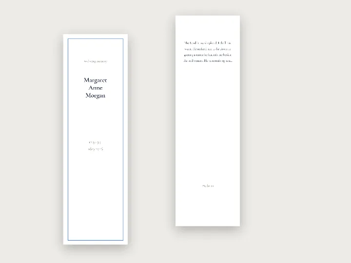 Memorial bookmarks template: Psalm 23