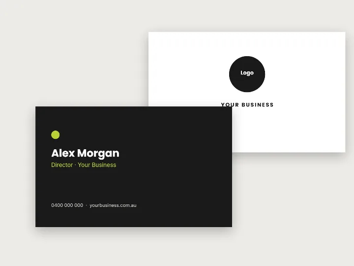 Plain business cards template: dark and bold