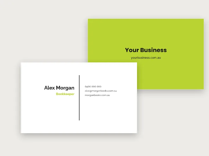 Business card template: two columns