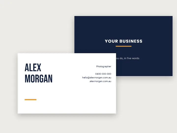 Plain business cards template: stacked name