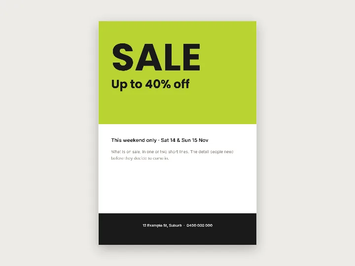 Posters template: sale