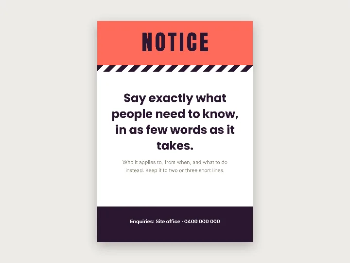 Poster template: site notice