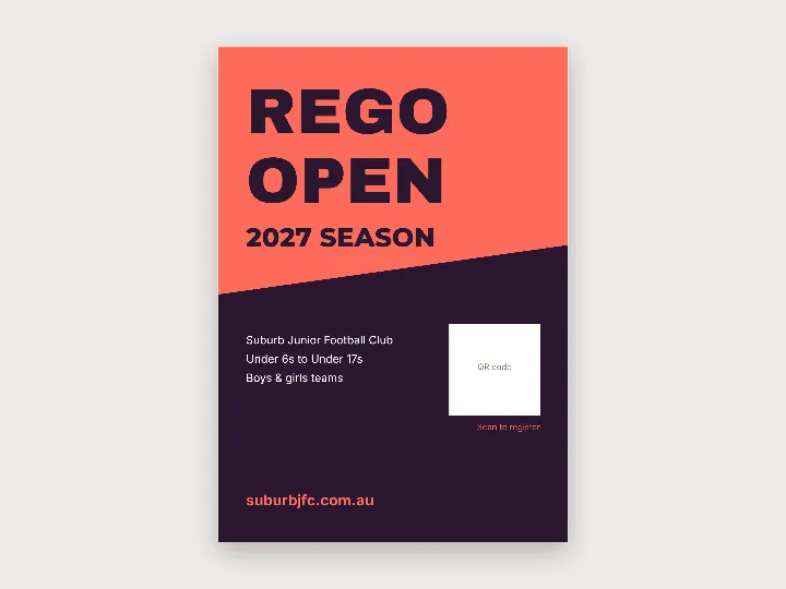 Poster template: sport registrations