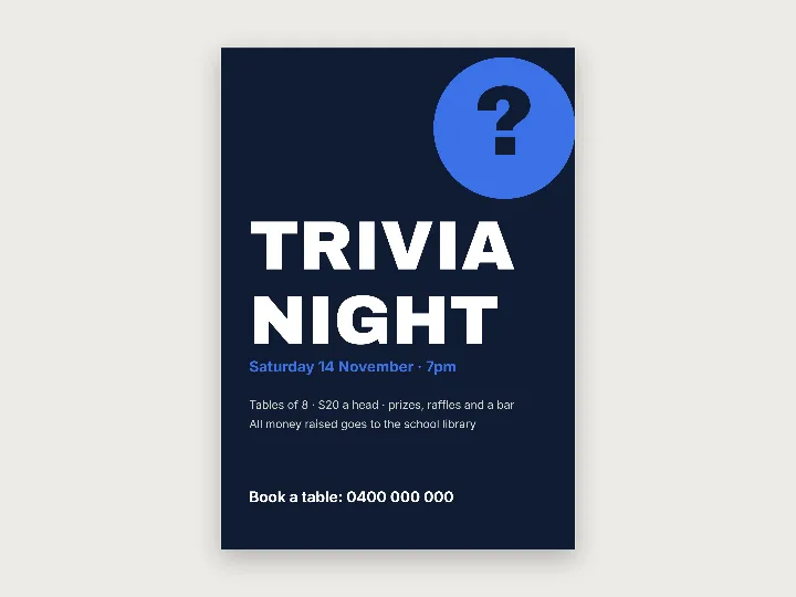 Poster template: trivia night