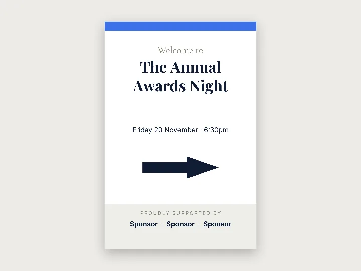 Sign template: event welcome