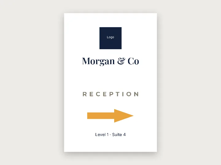 Premium A-frame signs template: reception this way