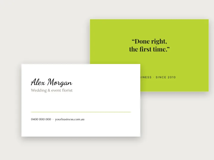 Business card template: handwritten name