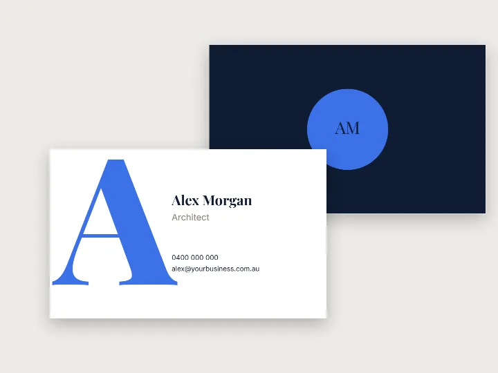 Business card template: big initial