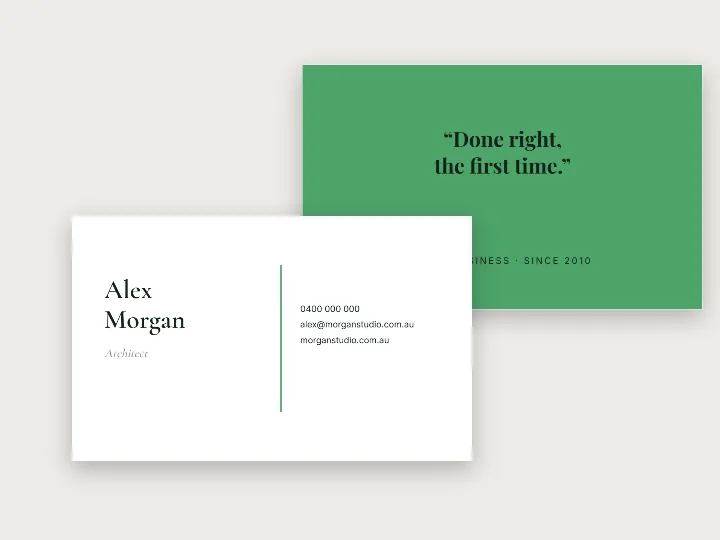 Business card template: serif with rule