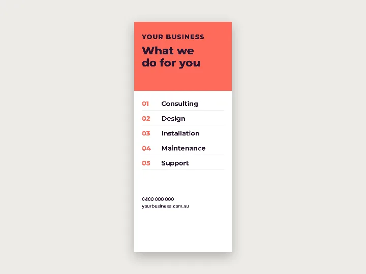 Pull-up banners template: services list