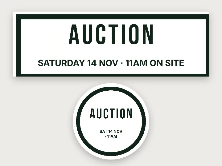 Real estate sticker template: auction with date