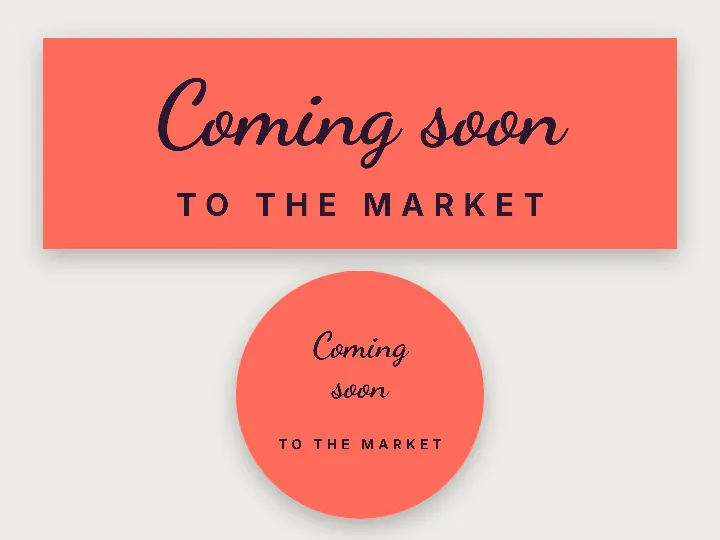 Real estate sticker template: coming soon, handwritten