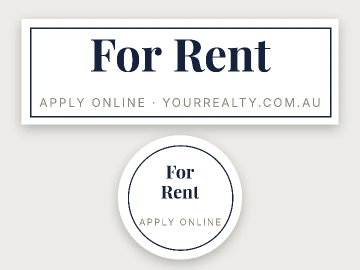 Real estate sticker template: for rent, serif