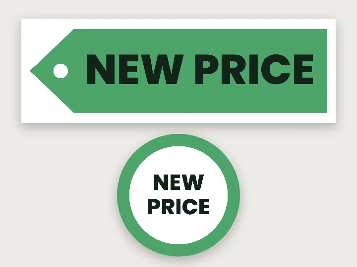 Real estate sticker template: new price, tag shape