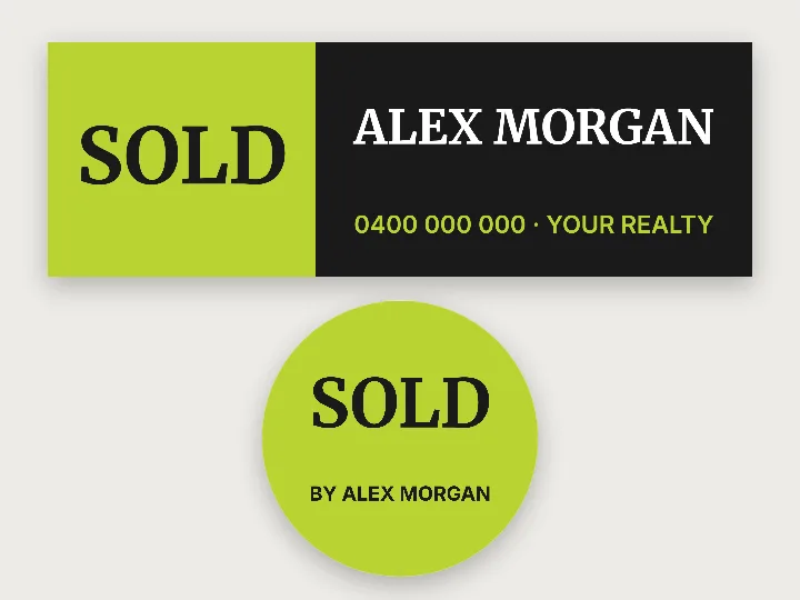 Real estate sticker template: sold by your agent