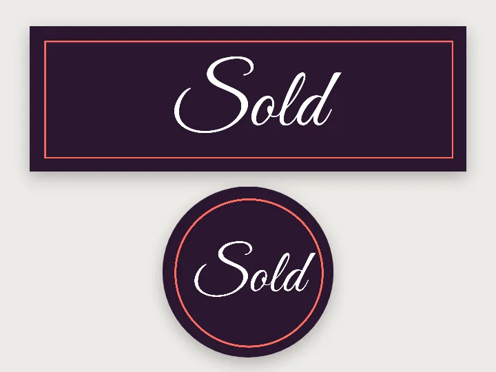 Real estate stickers template: Sold, script