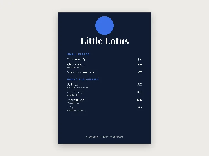 Menu template: Asian kitchen