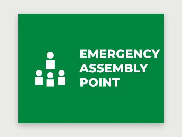 Safety sign template: emergency assembly point