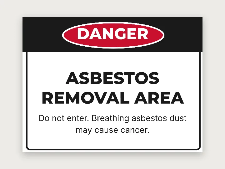 Safety sign template: danger, asbestos removal
