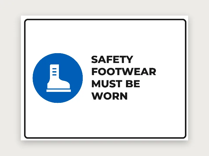 Safety sign template: safety footwear must be worn