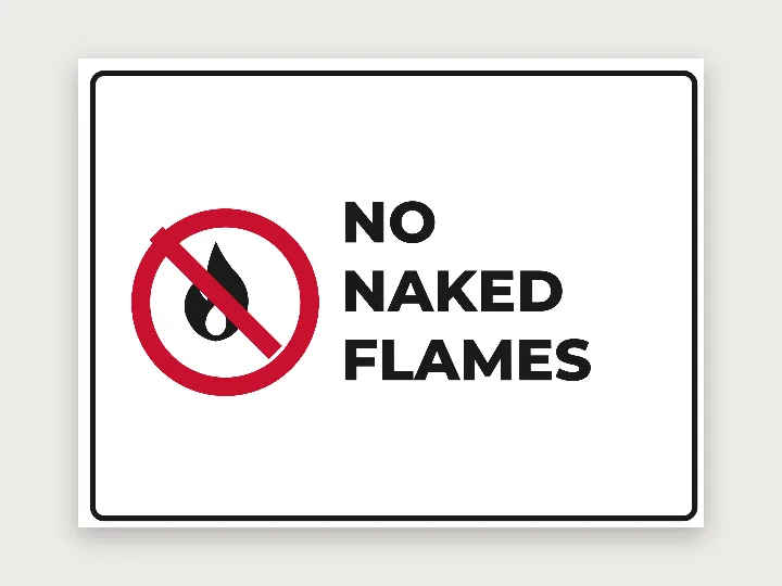 Safety sign template: no naked flames