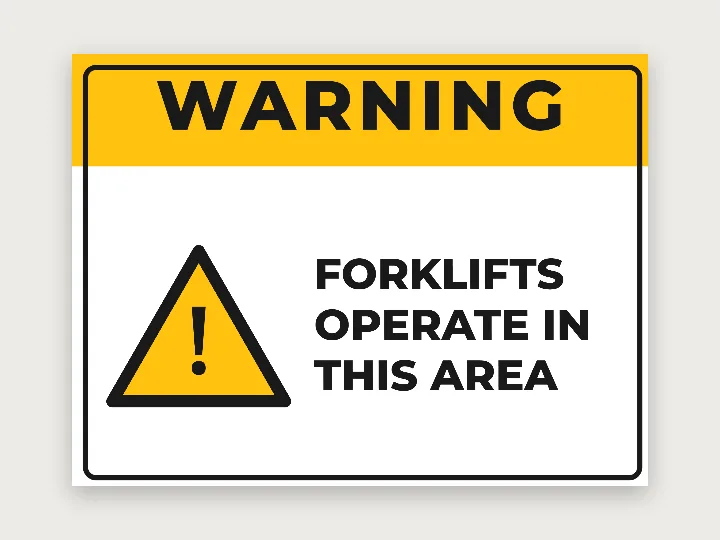 Safety sign template: warning, forklifts