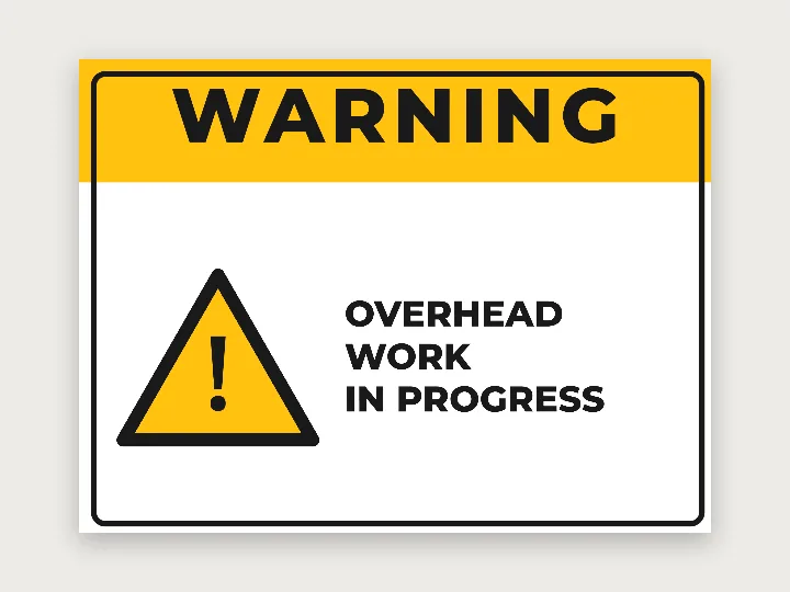 Safety sign template: warning, overhead work