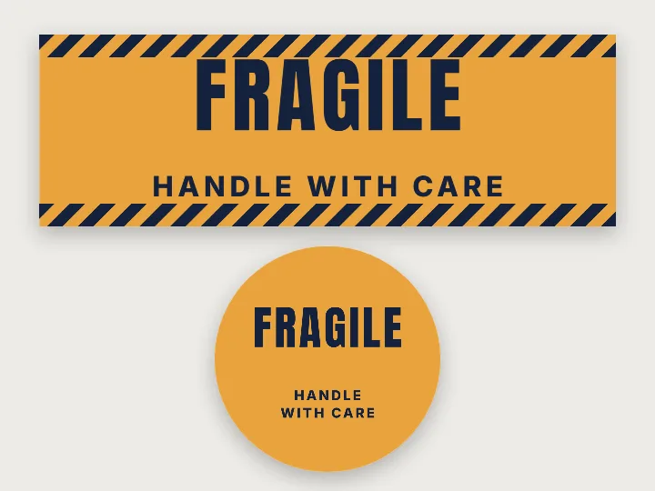 Sticker template: fragile, handle with care