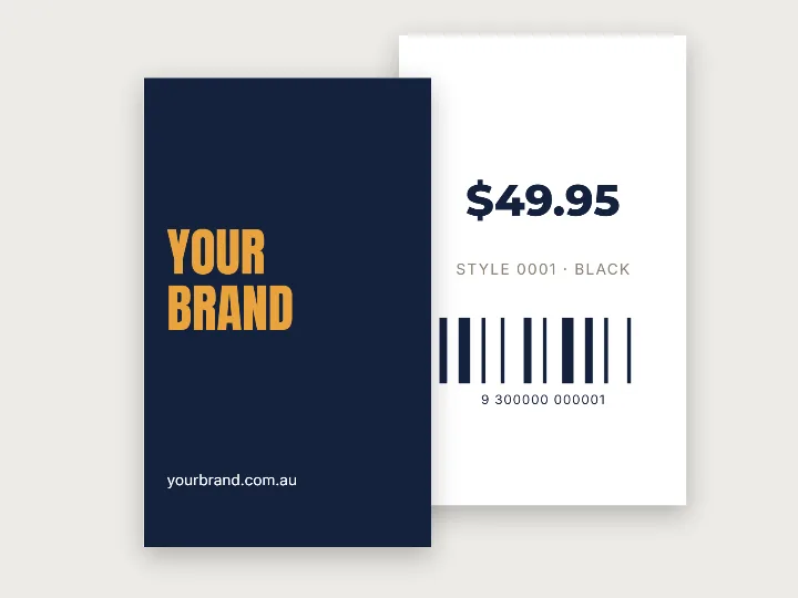 Swing tag template: bold brand