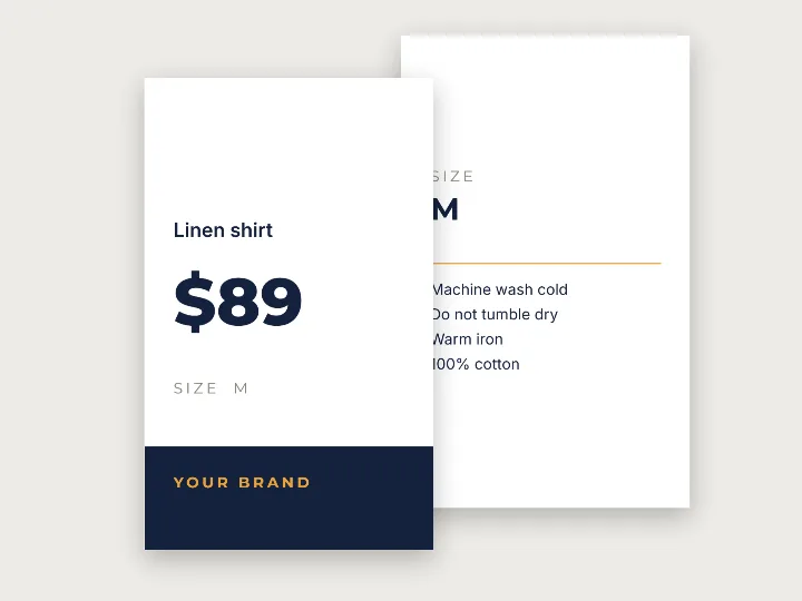Swing tag template: price on the front
