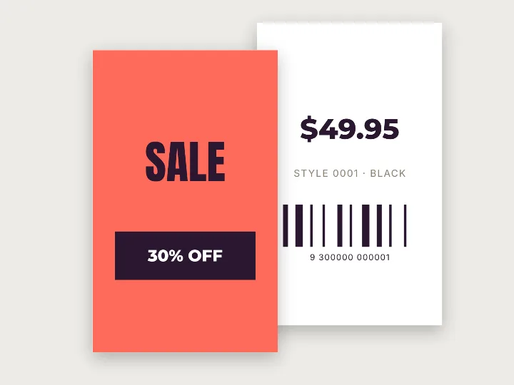 Swing tag template: sale
