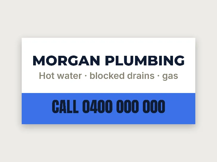 Vinyl banner template: business name and phone