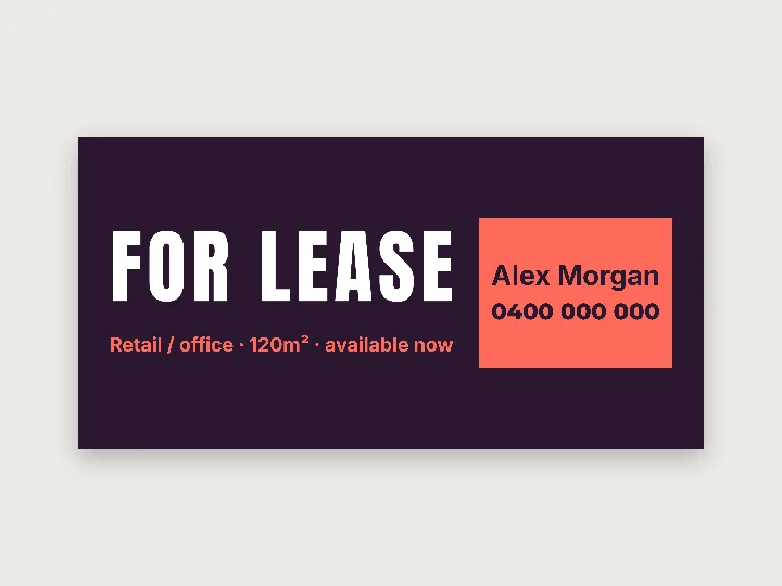 Vinyl banner template: for lease