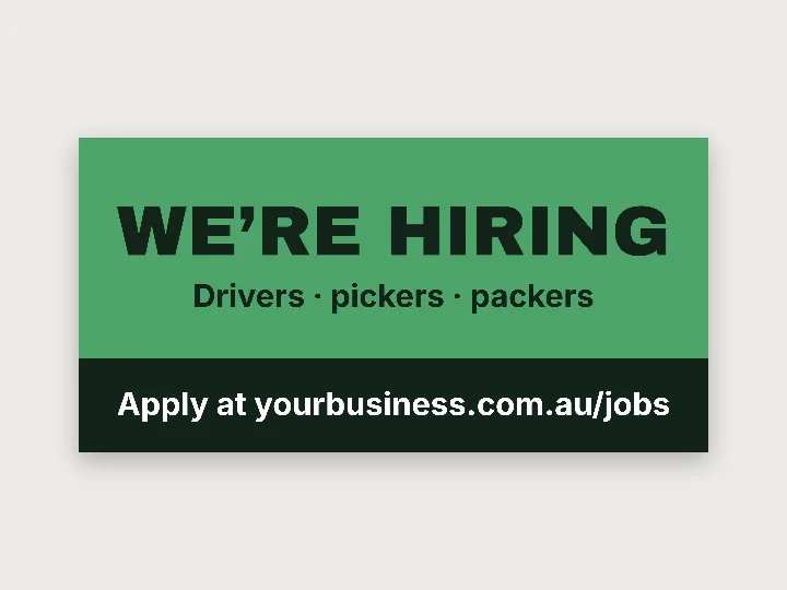 Vinyl banner template: we’re hiring