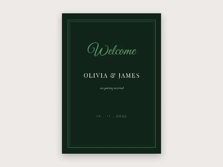 Welcome sign template: dark and gold