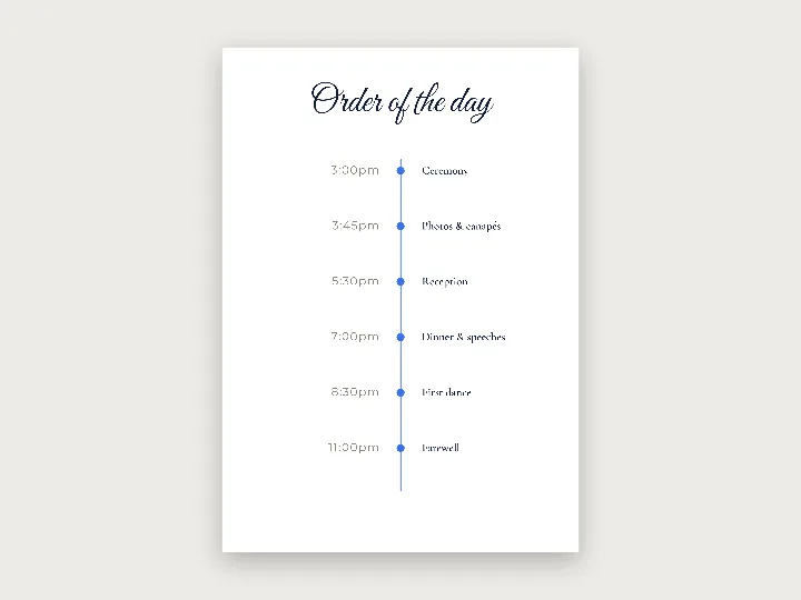 Welcome sign template: order of the day