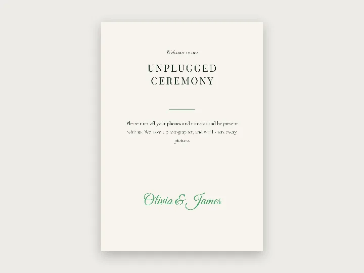 Welcome sign template: unplugged ceremony