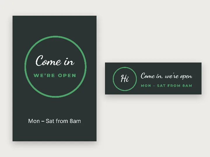 Window decal template: come in, we’re open