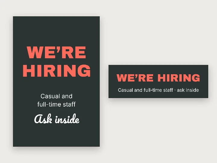 Window decal template: we’re hiring