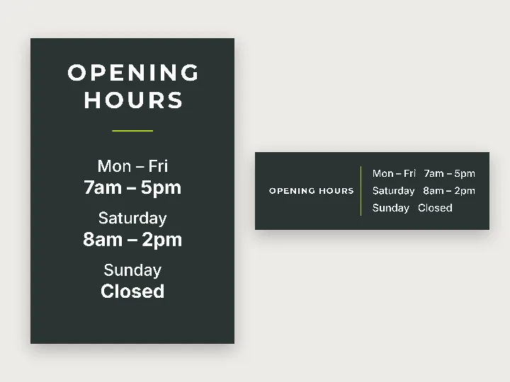 Window and glass decals template: opening hours