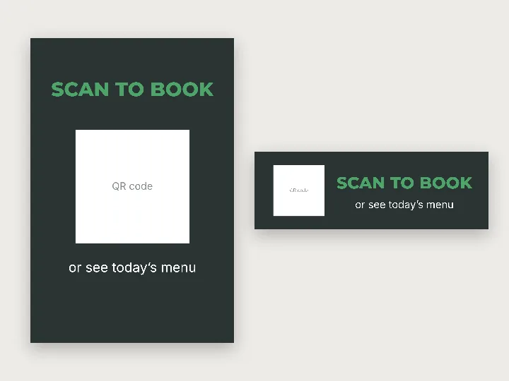 Window decal template: scan for menu or bookings