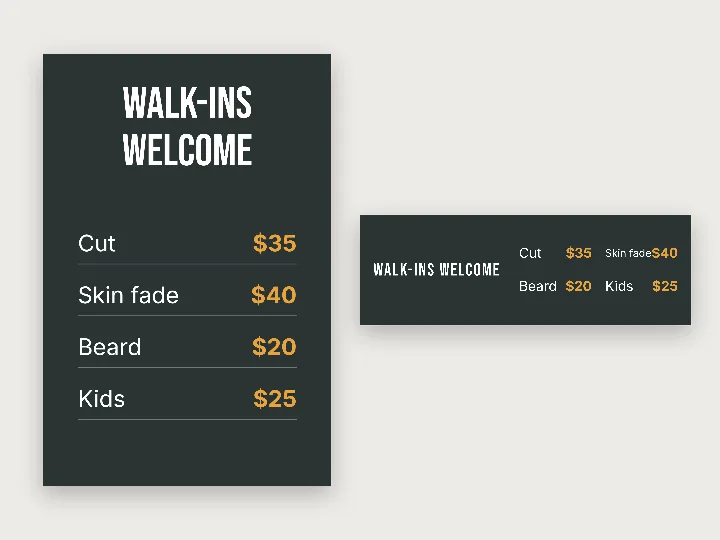 Window decal template: services and prices