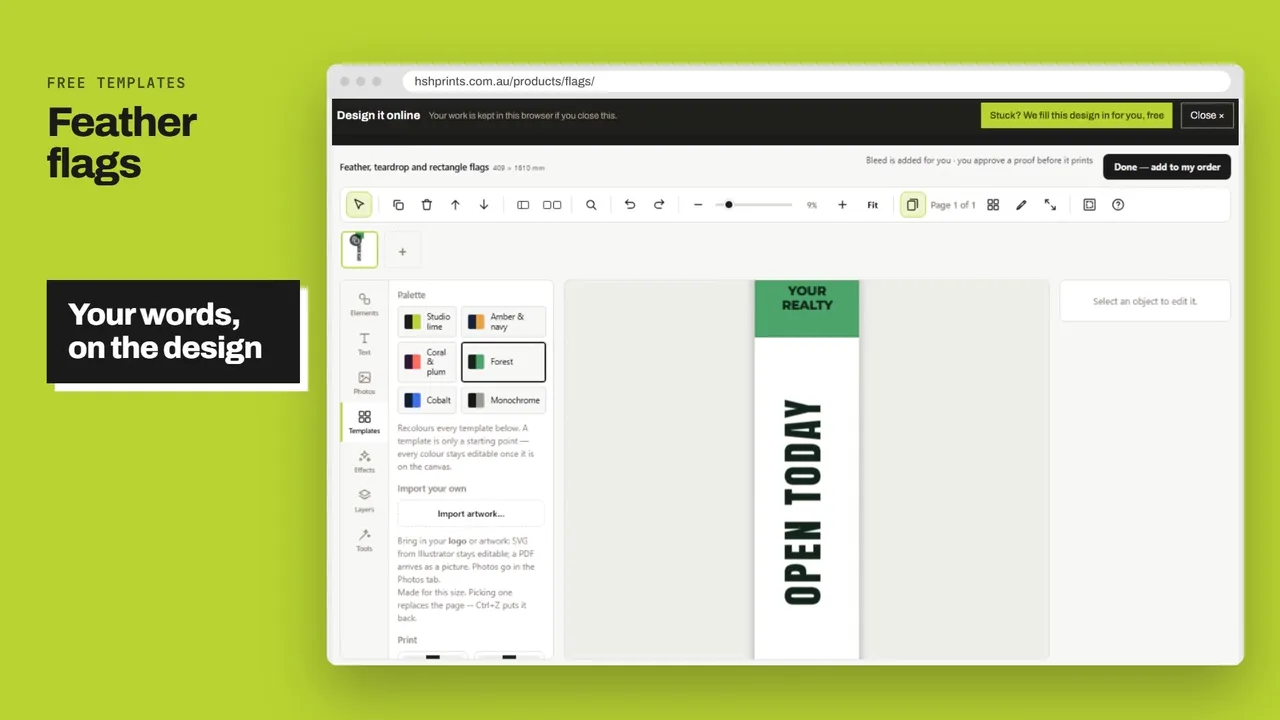 Flags: a free design being edited online